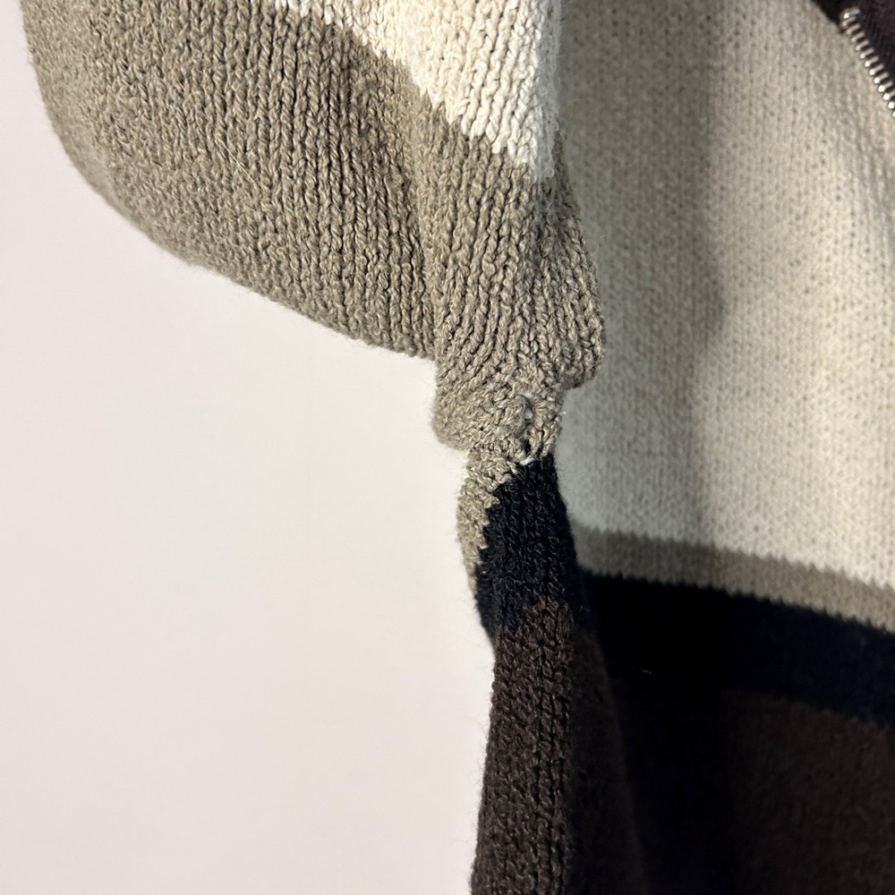 Y2K EXPRESS 90s Brown Rugby Striped Sweater Jacket Academia Preppy Après Size M - Picture 6 of 10